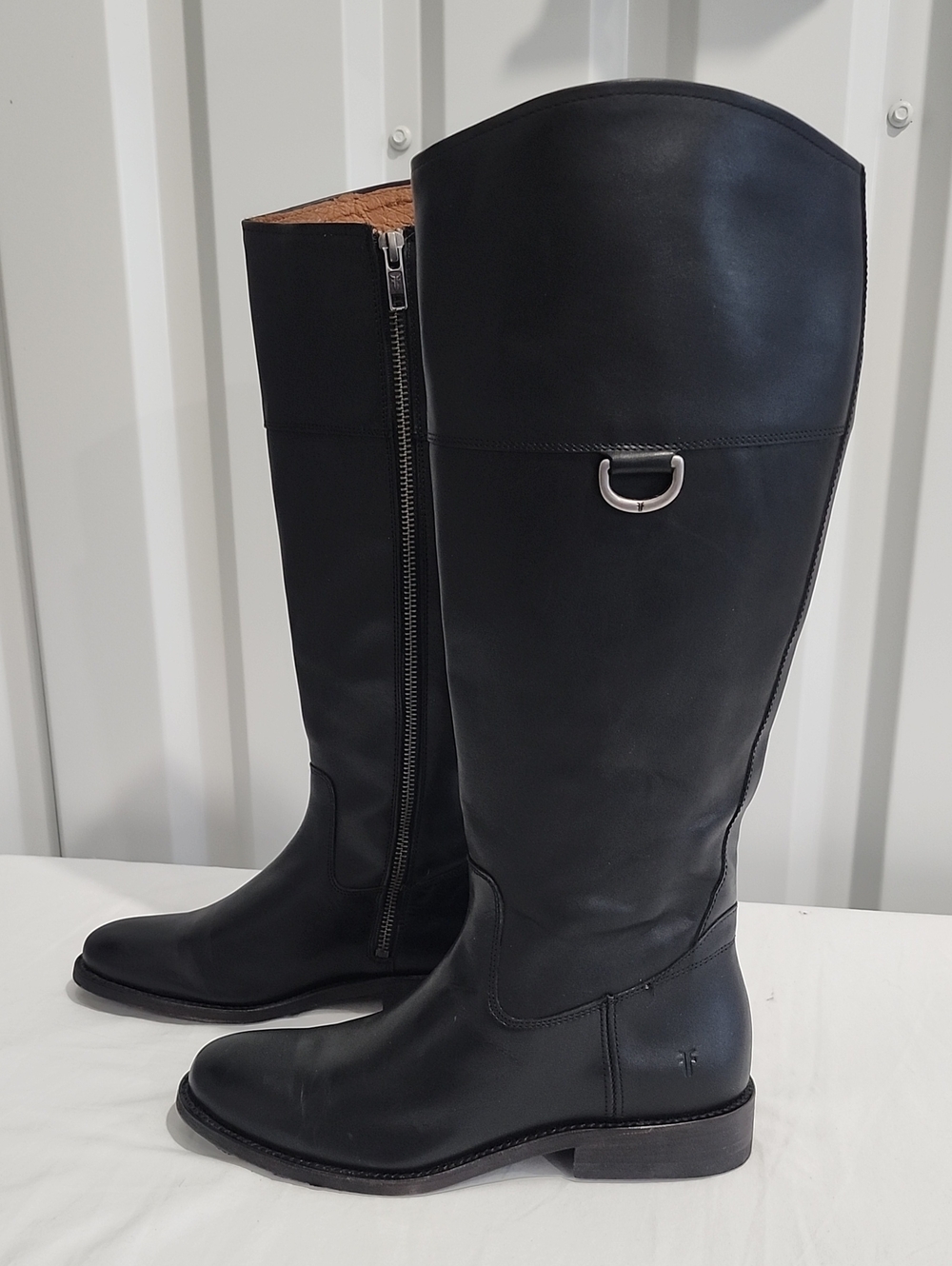 Frye Jayden D Ring Black Leather Tall Riding Boots Sz 6.5 Ext Calf 3475419BKX